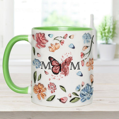 Mother Buttefly Pastel Floral Inflated - Personalized Mother Accent Mug