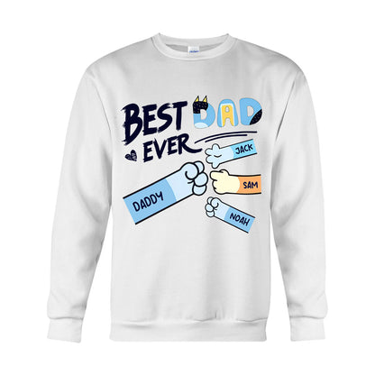 Best Dad Mom Ever Cool Blue Dog Fist - Personalized Father T-shirt And Hoodie