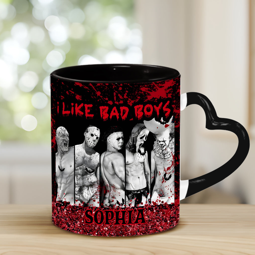 I Like Bad Boys - Personalized Heart Handle Mug