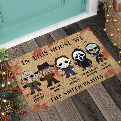 In This House We Love Scary Movies - Personalized Doormat