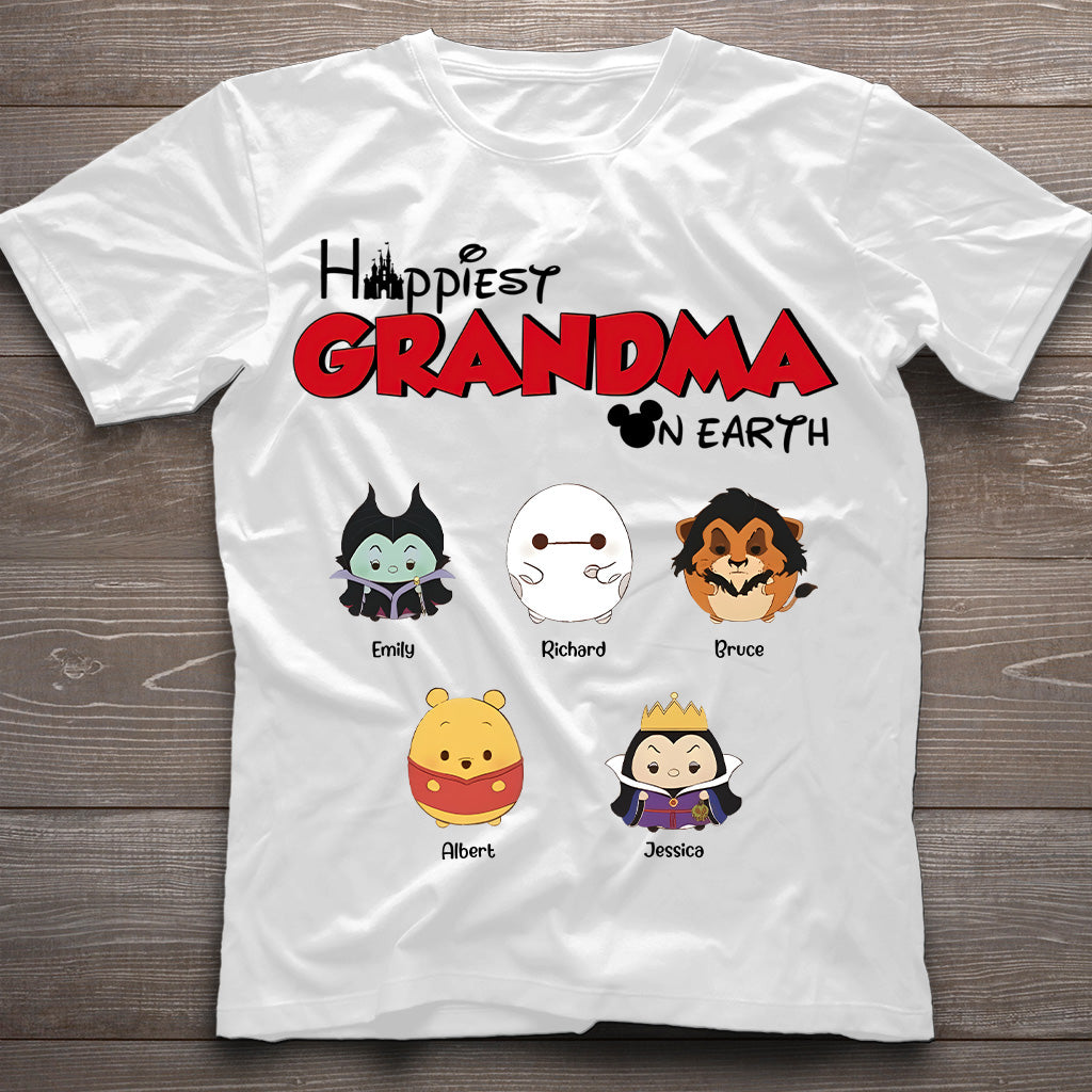 Happiest Grandma On Earth - Personalized Grandma T-shirt And Hoodie