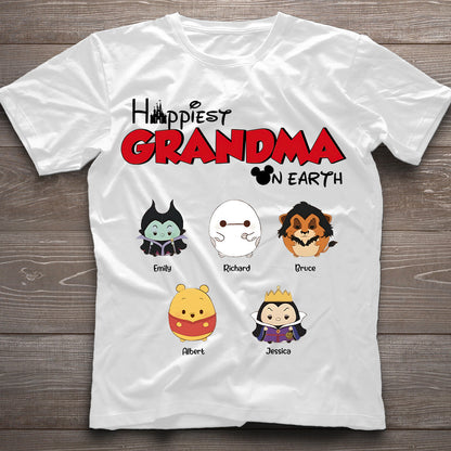 Happiest Grandma On Earth - Personalized Grandma T-shirt And Hoodie