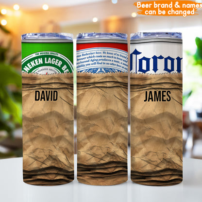 Funny Beer Brand - Personalized Beer Skinny Tumbler