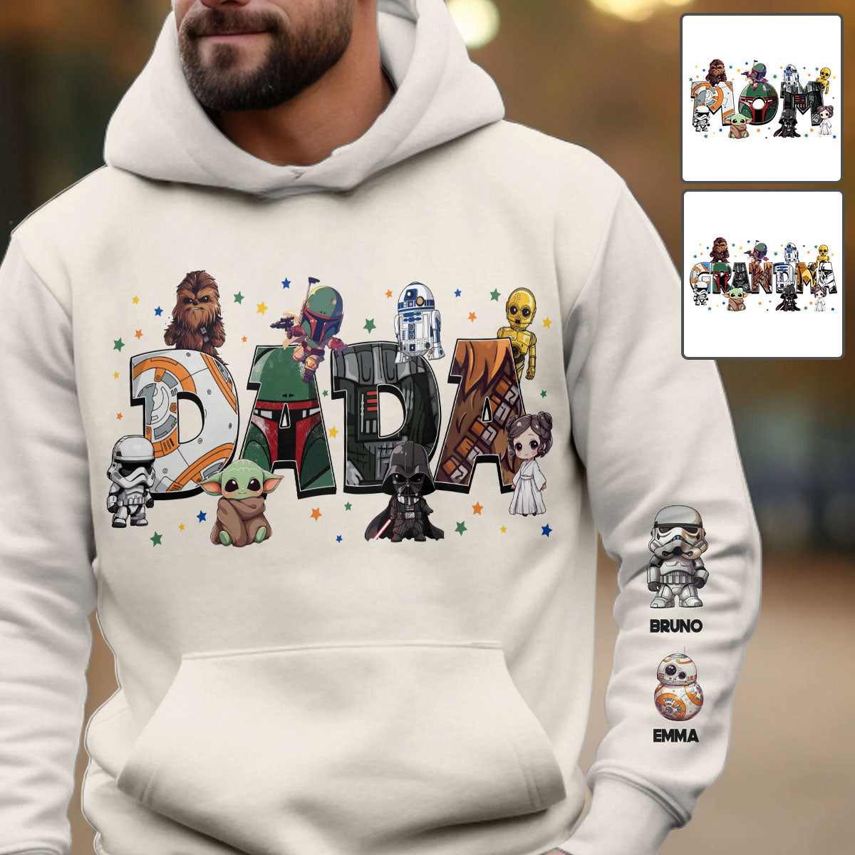 Dada Best Dad In The Galaxy Any Title - Personalized The Force All Over Shirt