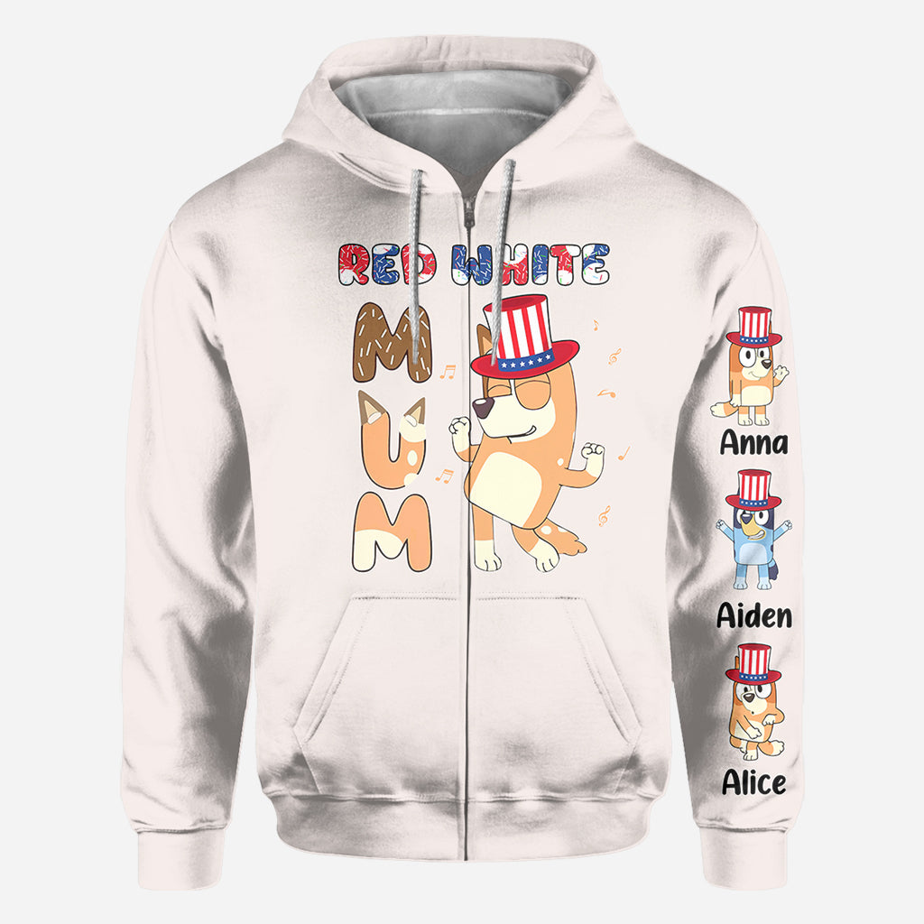 Red White Mum - Personalized Mother All Over Shirt