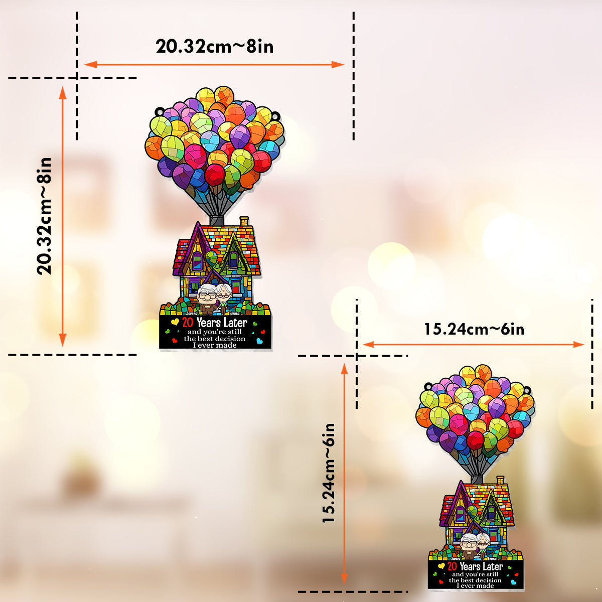 Happy Anniversary - Personalized Mouse Window Hanging Suncatcher Ornament
