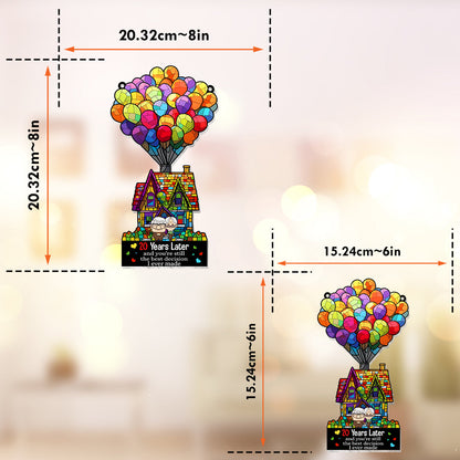 Happy Anniversary - Personalized Mouse Window Hanging Suncatcher Ornament