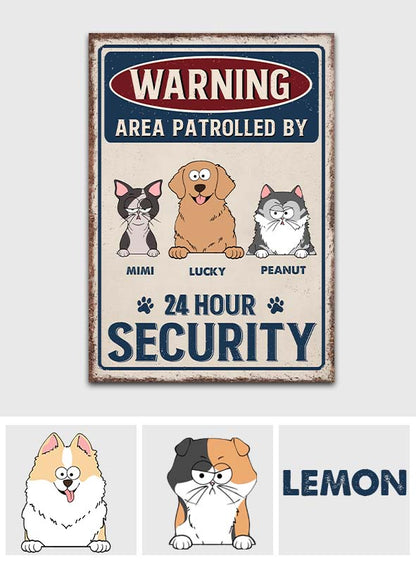 24 Hour Security - Personalized Dog Rectangle Metal Sign