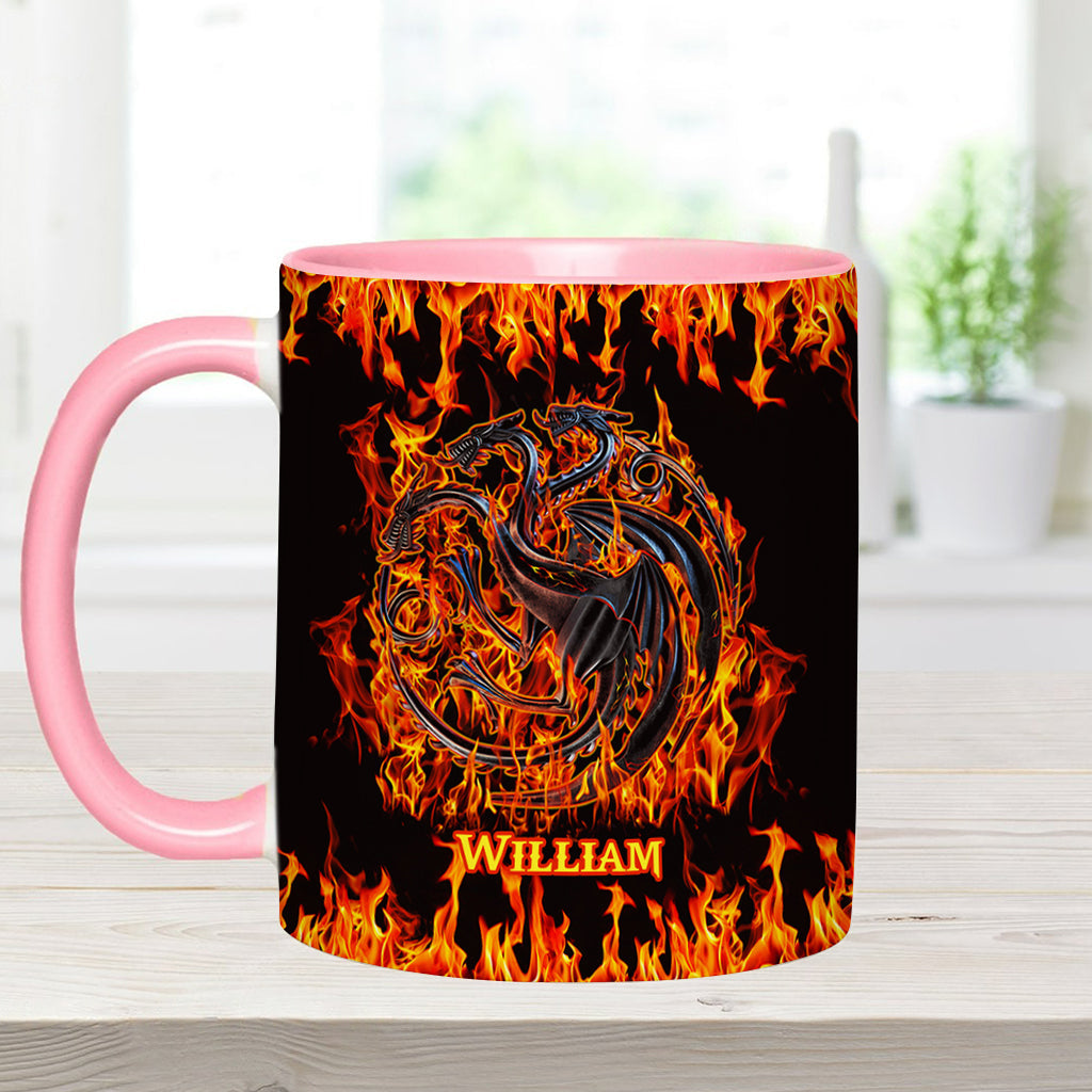 Fire And Blood - Personalized Thrones Game Accent Mug