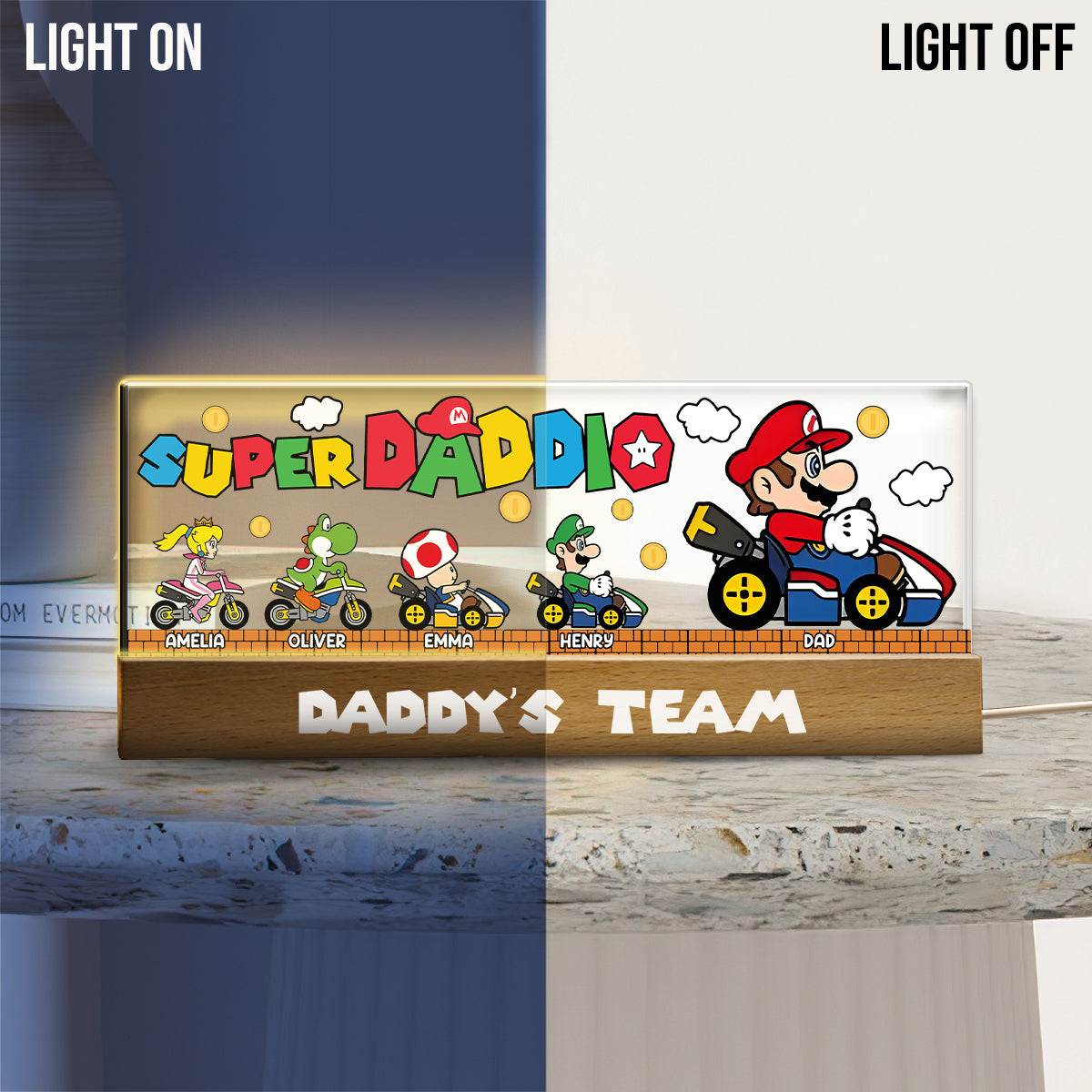 Super Daddio/ Mommio - Personalized Super Plumber Custom LED Night Light
