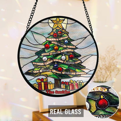 Merry Christmas - Personalized Family Stained Glass Suncatcher