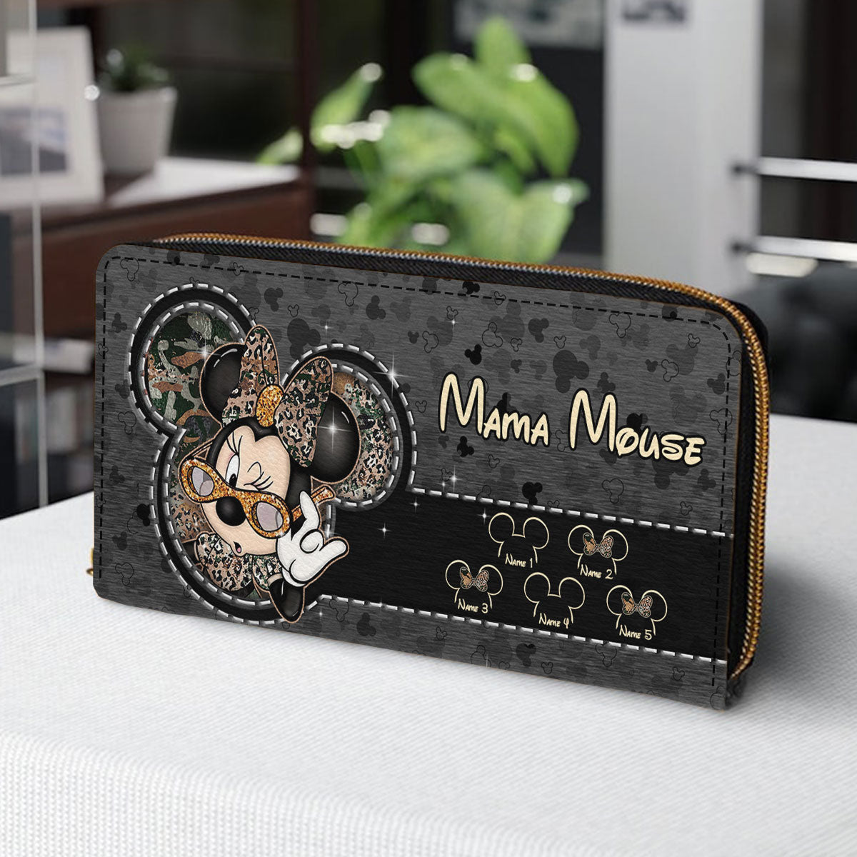 Mama Mouse - Personalized Mouse Leather Long Wallet
