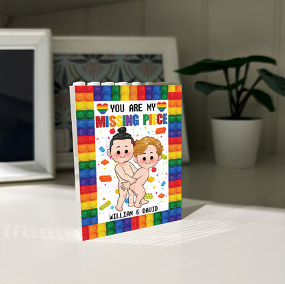 My Missing Piece - Personalized Couple Vertical Rectangle Building Brick Blocks Printed On Both Sides