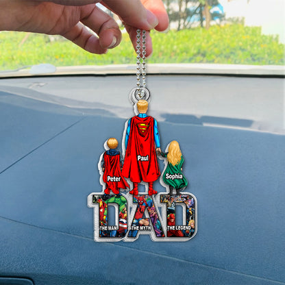 Super Dad - Personalized Father Custom Shaped Car Ornament