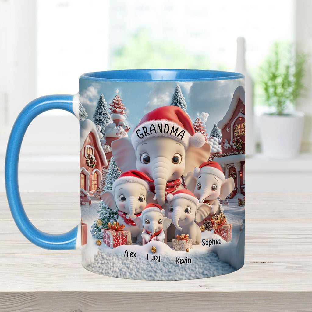 Any Title Cute Elephant - Personalized Grandma Accent Mug