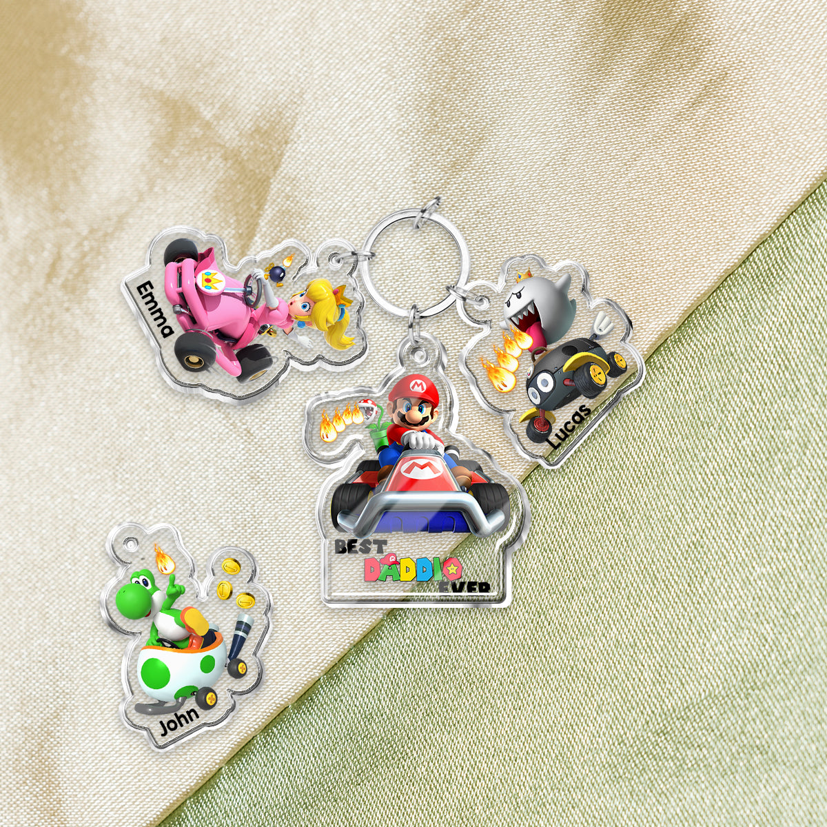 Best Daddio Mario Ever Any Title - Personalized Super Plumber Keychain with Charms