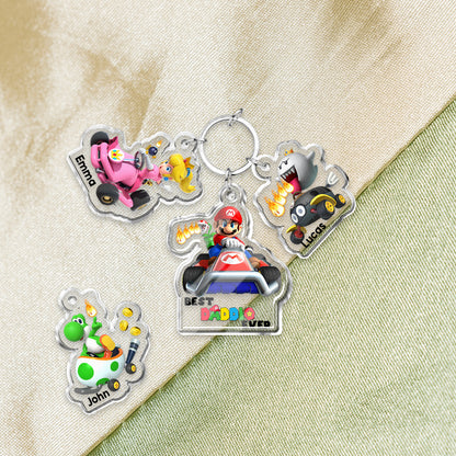 Best Daddio Mario Ever Any Title - Personalized Super Plumber Keychain with Charms