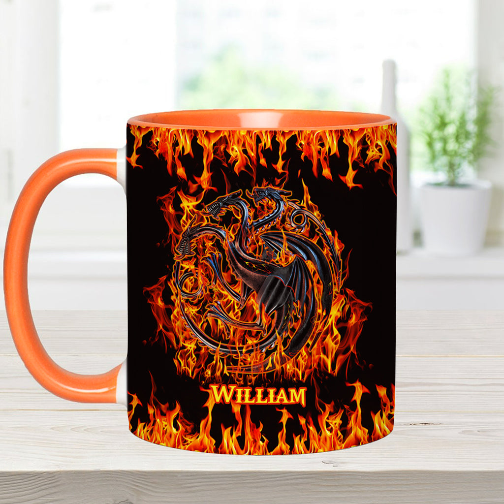 Fire And Blood - Personalized Thrones Game Accent Mug