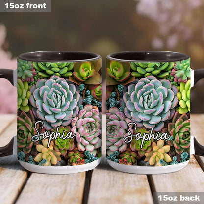Beautiful Cactus Succulents Plants - Personalized Cactus Accent Mug