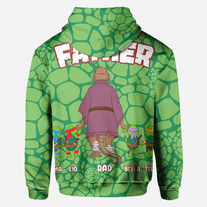 Turtley Awesome Father - Personalized Green Turtles All Over Shirt