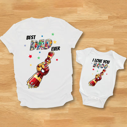 Best Dad Ever I Love You 3000 - Personalized Father T-shirt And Baby Onesie