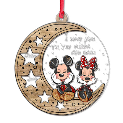 I Love You To The Moon And Back - Personalized Christmas Mouse Layers Mix Ornament