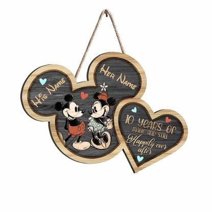 Still Happily Ever After - Personalized Couple Mouse Wood Sign