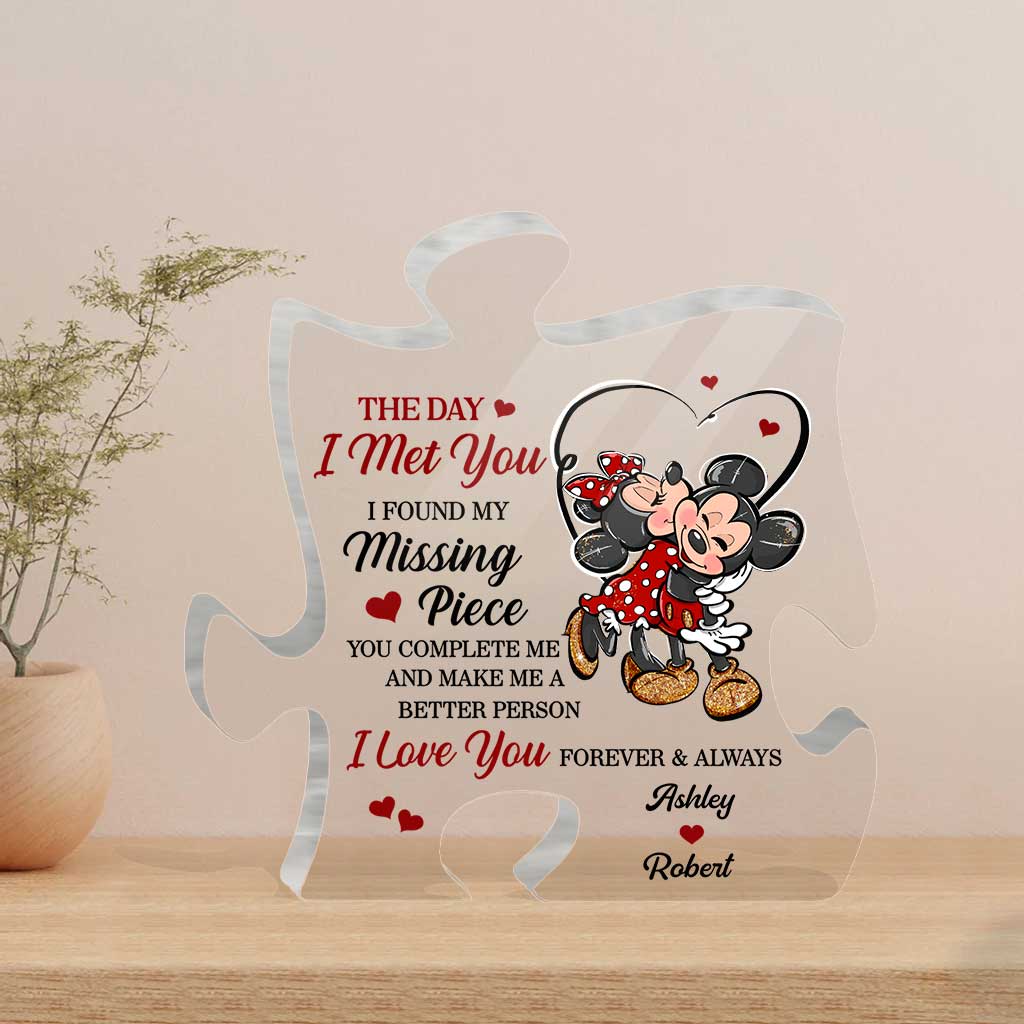 The Day I Met You - Personalized Couple Mouse Custom Shaped Acrylic Plaque