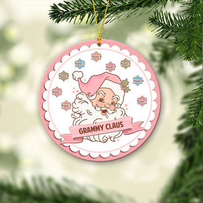 Grammy Claus Lil' Snowflakes - Personalized Christmas Ornament (Printed On Both Sides)