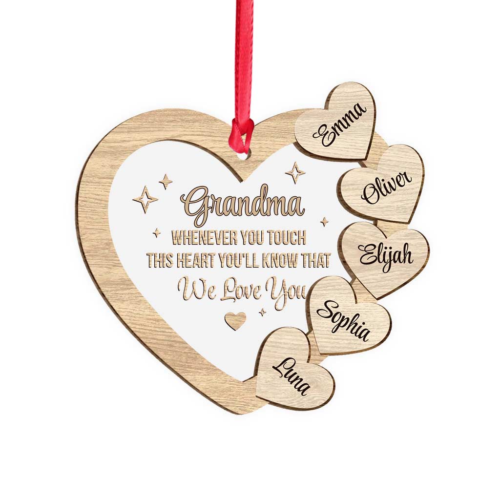 Whenever You Touch This Heart - Personalized Christmas Grandma Layers Mix Ornament