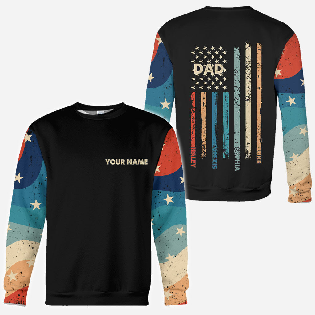 Stars And Stripes - Personalized Independence Day Father All Over T-shirt and Hoodie