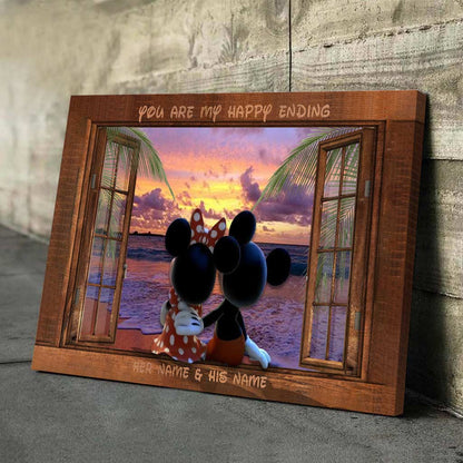 You Are My Happy Ending - Personalized Couple Mouse Canvas And Poster