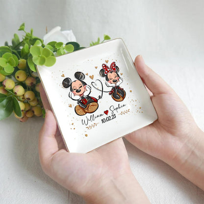 Mouse Ears Couple - Personalized Couple Mouse Jewelry Dish