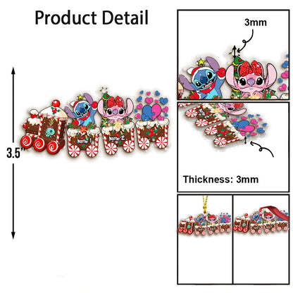 Merry Christmas Train - Personalized Christmas Ohana Transparent Ornament