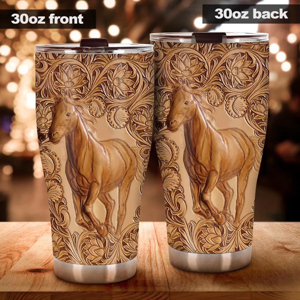 Horse Leather Pattern Print Horse Tumbler 0622