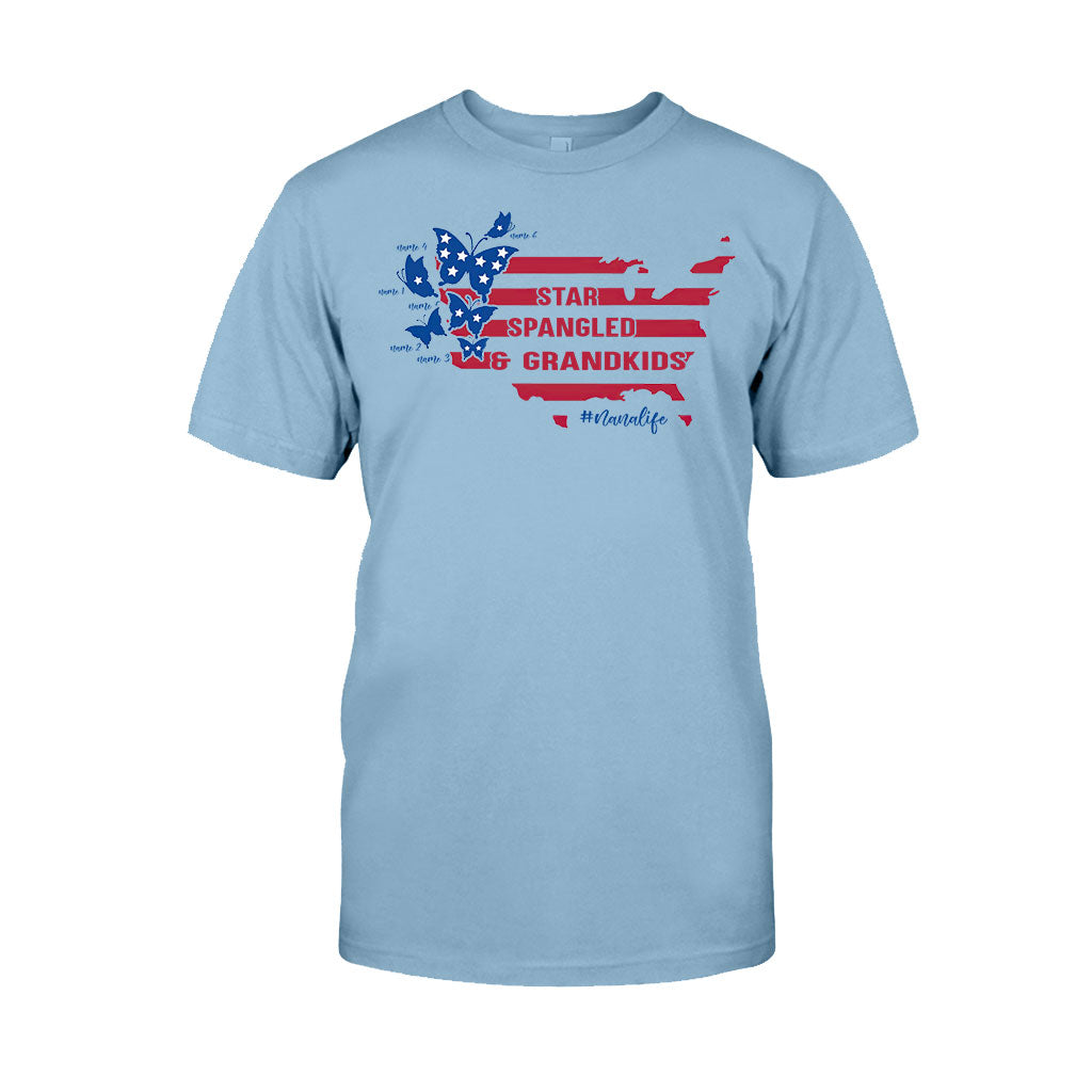 Star Spangled And Grandkids Patriotic - Personalized Independence Day Grandma T-shirt and Hoodie