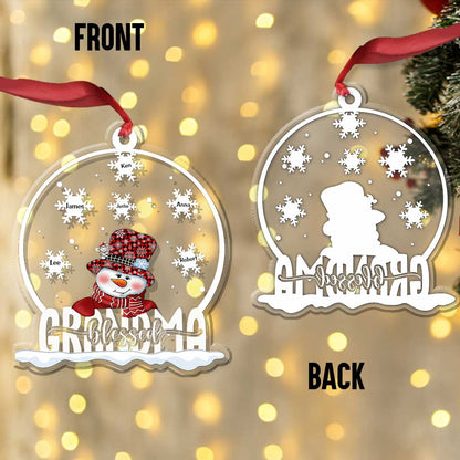 Snowman Grandma Snowglobe - Personalized Transparent Ornament