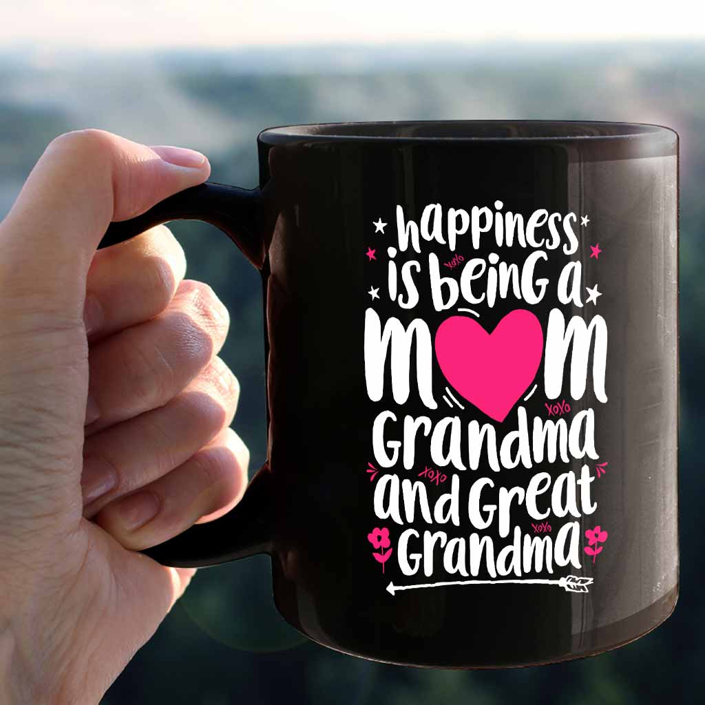 Happiness Is Being A Mom Great Grandma - Grandma Mug 0921