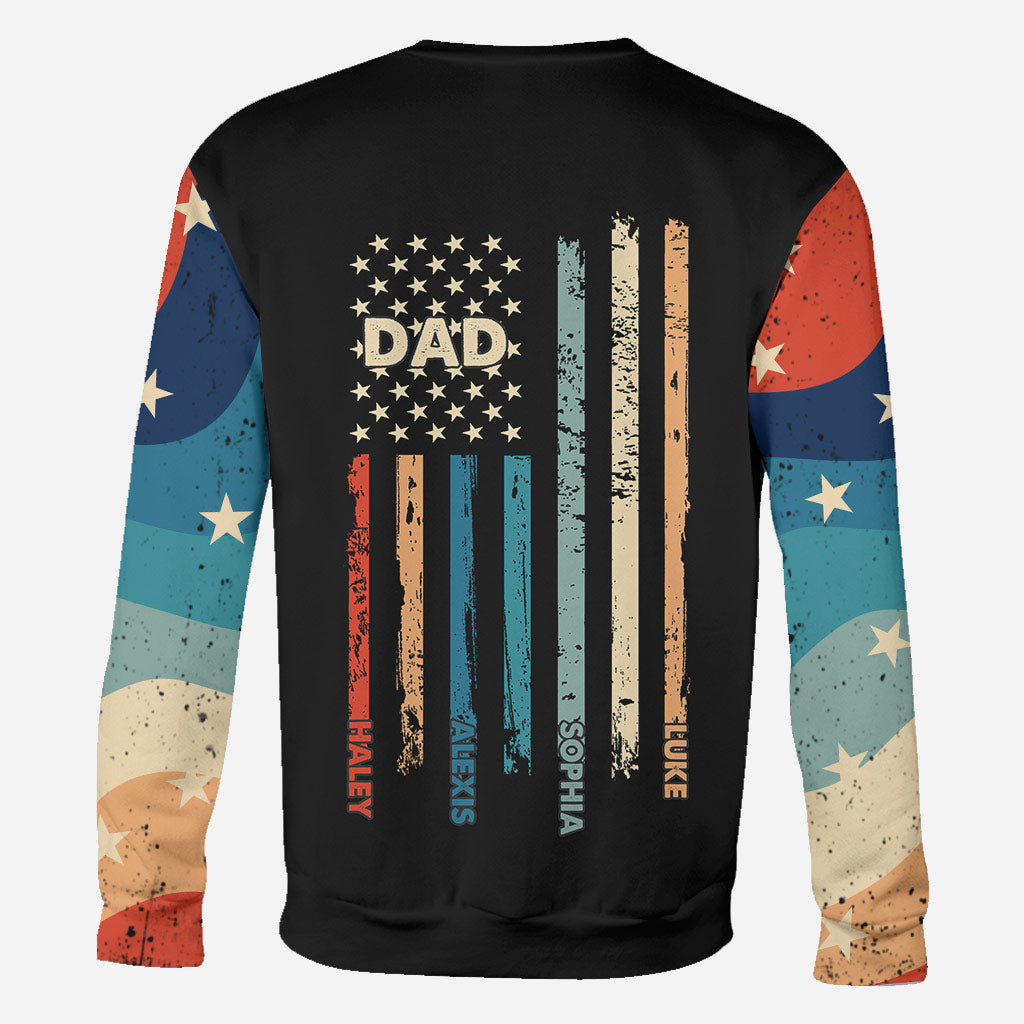 Stars And Stripes - Personalized Independence Day Father All Over T-shirt and Hoodie