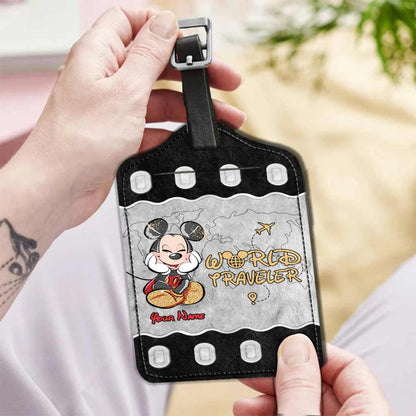 World Traveler - Personalized Mouse Leather Luggage Tag