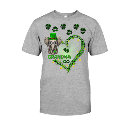 Patrick's Day Elephant - Personalized Grandma T-shirt and Hoodie