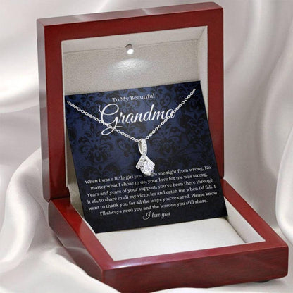 To My Beautiful Grandma Gift For Grandma Grandmother Thank You - Grandma Petite Ribbon Necklace 0921