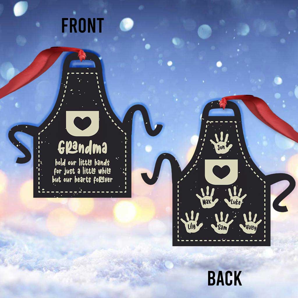 Grandma's Apron With Lovely Handprints - Personalized Christmas Grandma Ornament (Printed On Both Sides)
