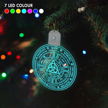 Wheel Of The Year - Christmas Witch Round Led Acrylic Ornament