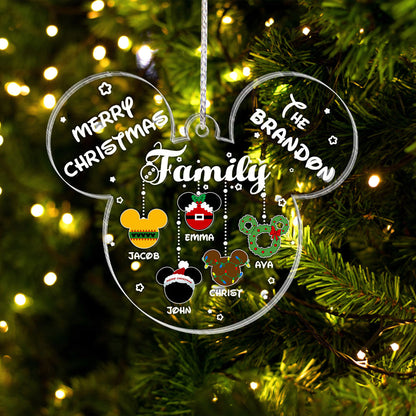 Merry Christmas - Personalized Christmas Mouse Transparent Ornament