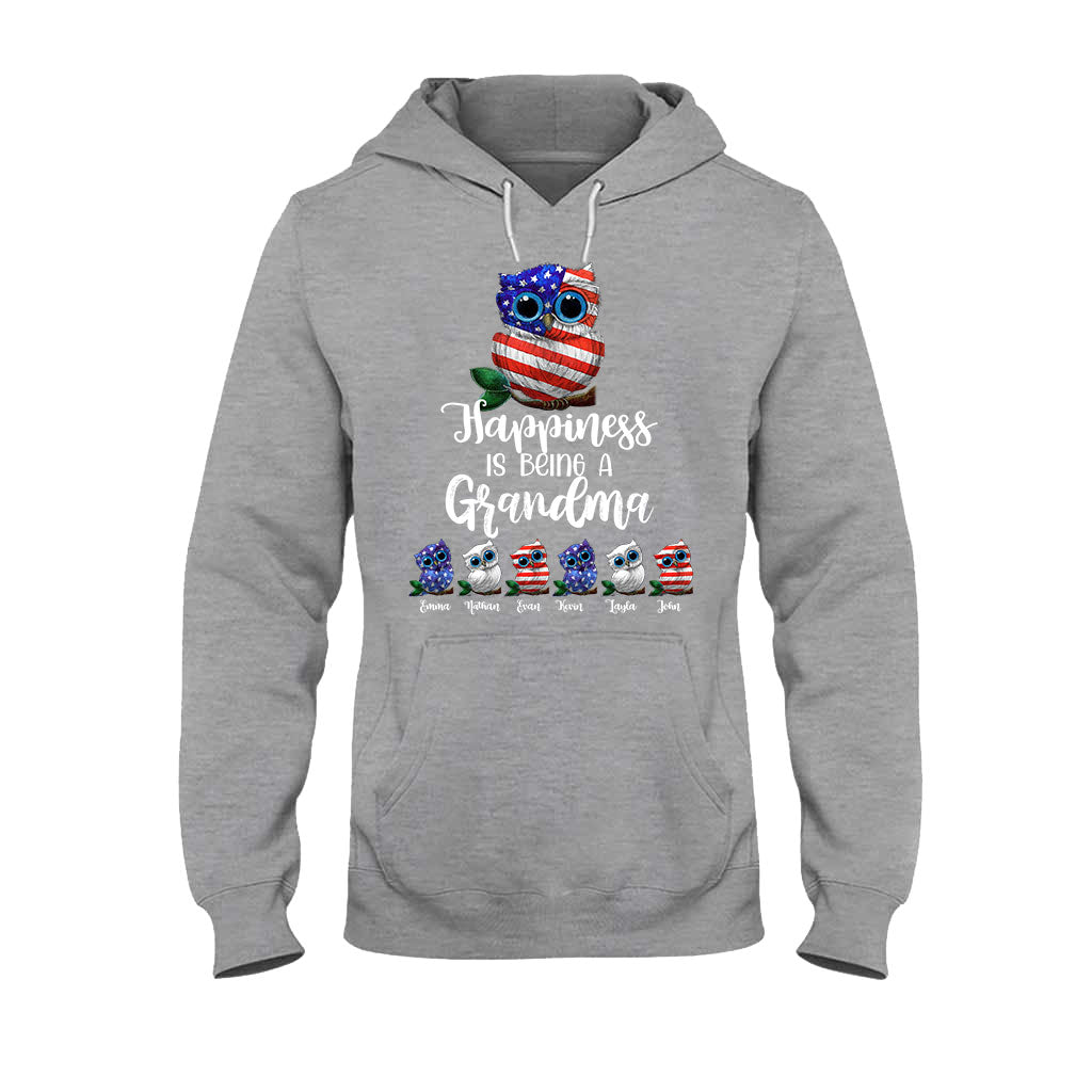 Happiness Is Being A Grandma - Personalized Independence Day T-shirt and Hoodie