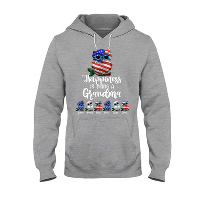 Happiness Is Being A Grandma - Personalized Independence Day T-shirt and Hoodie