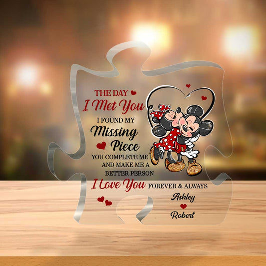 The Day I Met You - Personalized Couple Mouse Custom Shaped Acrylic Plaque