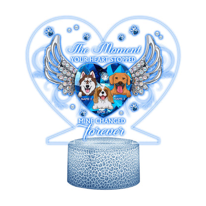 The Moment Your Heart Stopped - Personalized Dog Shaped Plaque Light Base