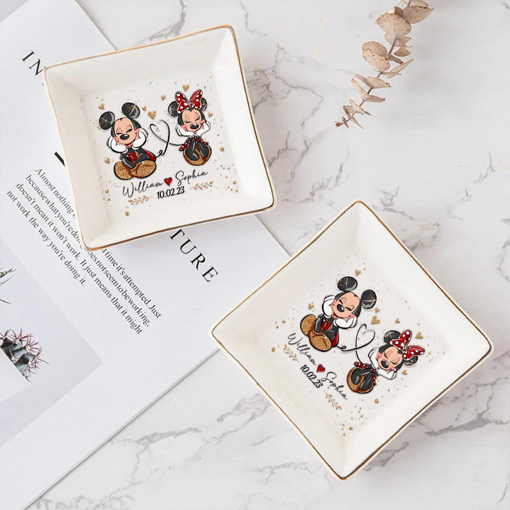 Mouse Ears Couple - Personalized Couple Mouse Jewelry Dish